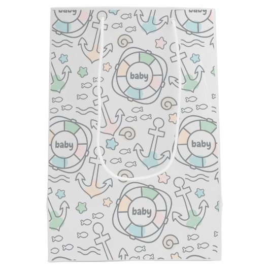 Baby Ahoy Nautische Baby Gift Bag Medium Cadeauzakje (Achterkant)