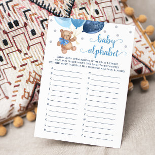 Baby Alfabet ABC Spel Baby Shower Teddy Beer Kaart