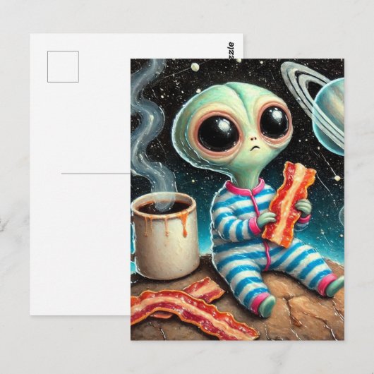 baby alien eet spek briefkaart (Voorkant / Achterkant)