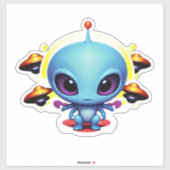 Baby Alien en UFO's Sticker (Vel)