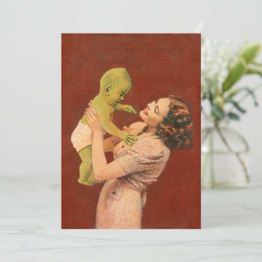  Baby Alien Invite Kaart (Staand voorkant)