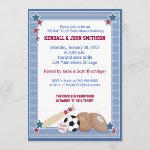 BABY ALL STARS Sports Baby shower Invitation Kaart