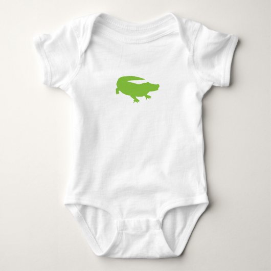 Baby Alligator Crocodile Green Preppy Fun Romper (Voorkant)