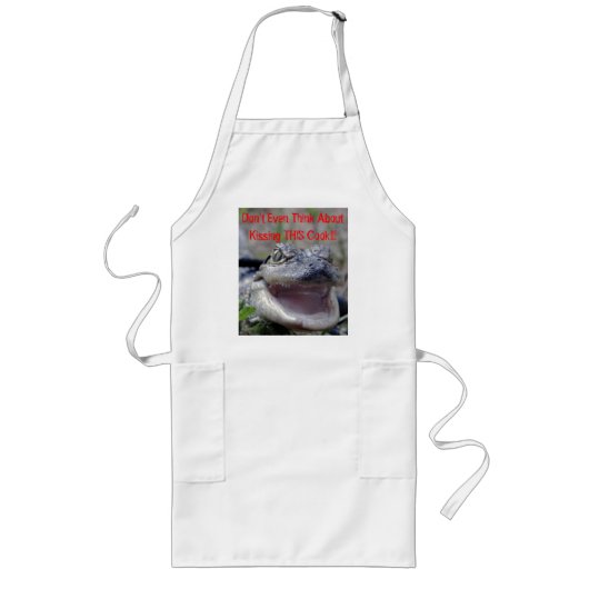 Baby Alligator "Deze cook niet kussen"-   Apron Lang Schort (Voorkant)
