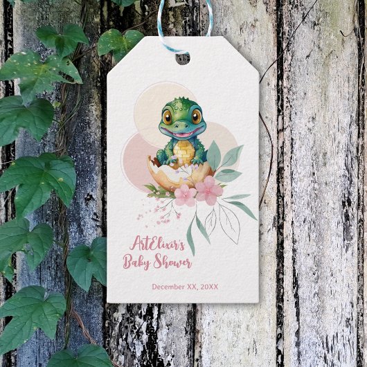 Baby Alligator Hatching Floral Baby shower Cadeaulabel