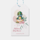Baby Alligator Hatching Floral Baby shower Cadeaulabel (Achterkant)