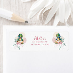 Baby Alligator Hatching Floral Baby shower Etiket