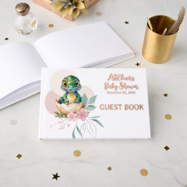 Baby Alligator Hatching Floral Baby shower Folie Gastenboek