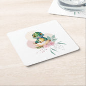 Baby Alligator Hatching Floral Baby shower Kartonnen Onderzetters (Schuin)