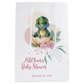 Baby Alligator Hatching Floral Baby shower Medium Cadeauzakje (Achterkant)