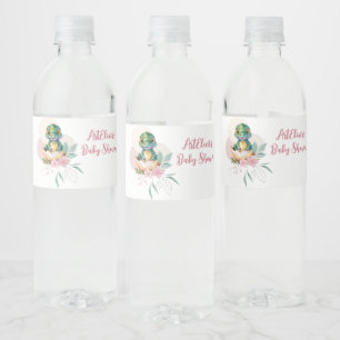 Baby Alligator Hatching Floral Baby shower Waterfles Etiket