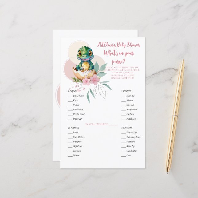 Baby Alligator Hatching Floral Purse Game (Voorkant / Achterkant in situ)