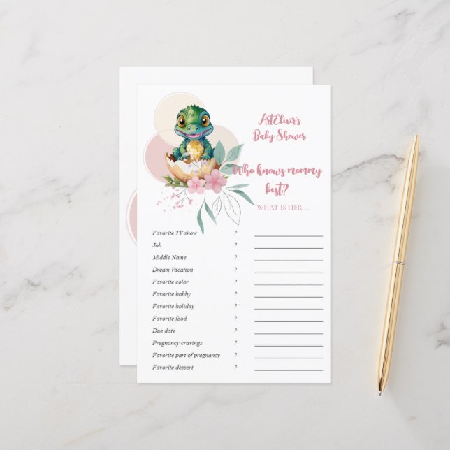 Baby Alligator Hatching Floral Wie kent Game (Voorkant / Achterkant in situ)