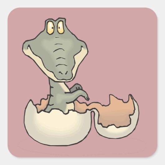 Baby Alligator Hatching van eierscheurtjes Vierkante Sticker (Voorkant)