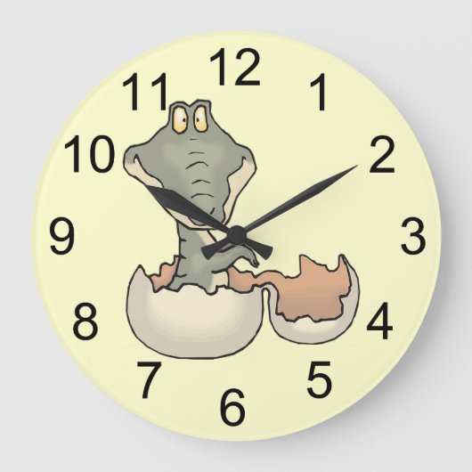 Baby Alligator Hatching Wall Clock Grote Klok (Voorkant)