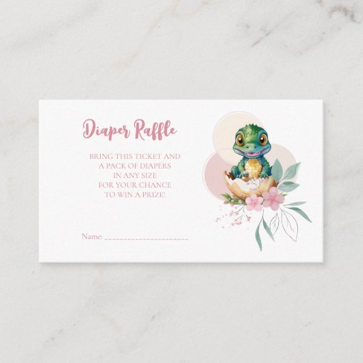 Baby Alligator Uitkomen Bloemen Luier Raffle Informatiekaartje (Voorkant)