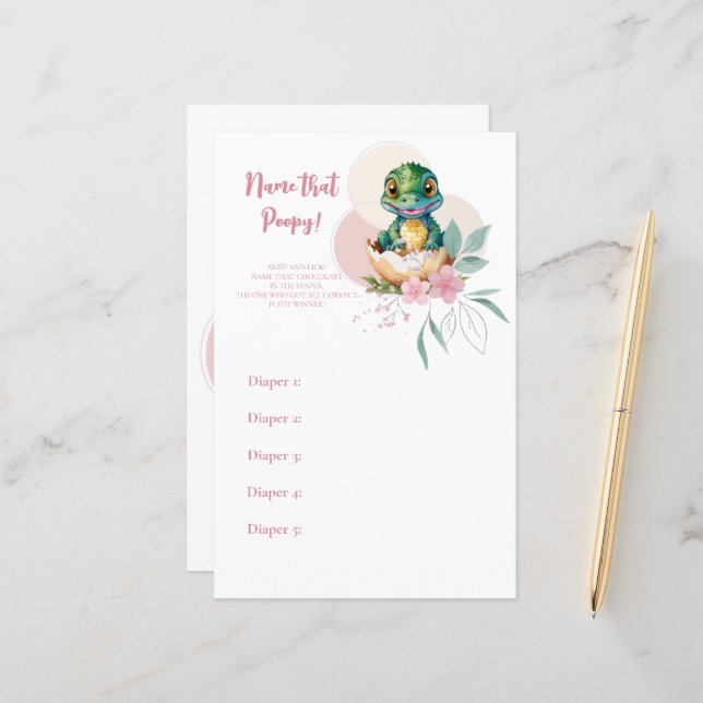 Baby Alligator Uitkomen Bloemen Naam dat Poep Spel (Voorkant / Achterkant in situ)