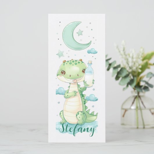 Baby Alligator Waterverf gepersonaliseerd Bladwijz Kaart (Staand voorkant)