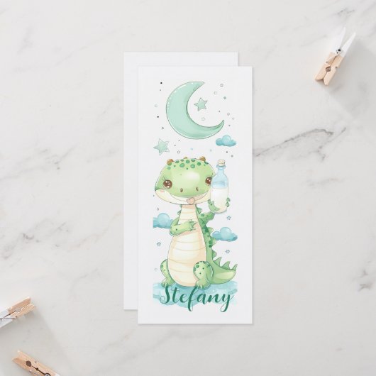 Baby Alligator Waterverf gepersonaliseerd Bladwijz Kaart (Voorkant / Achterkant in situ)