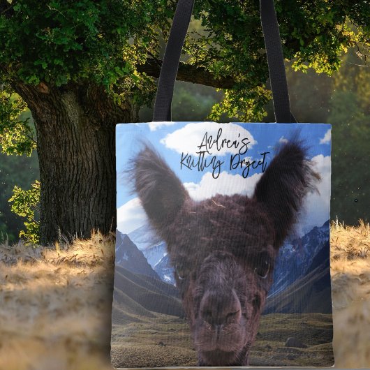 Baby Alpaca Face Mountains Knitting Bag Tote Bag