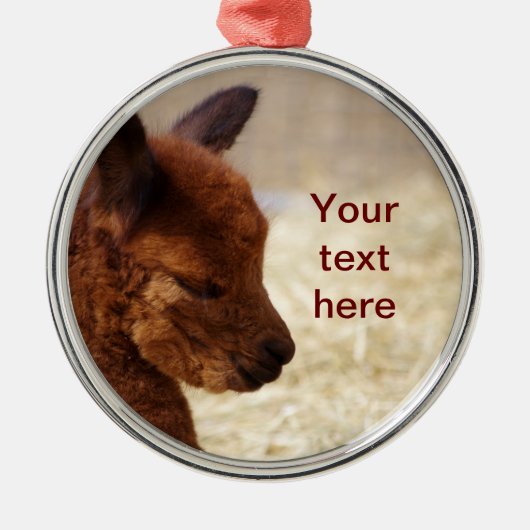 Baby Alpaca kerstversiering Metalen Ornament (Voorkant)