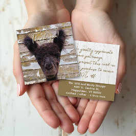 Baby Alpaca Klant Bedankt Korting Vierkante Visitekaartje