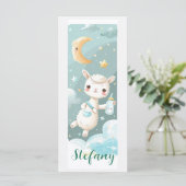 Baby Alpaca Waterverf Gepersonaliseerd Bladwijzer Kaart (Staand voorkant)