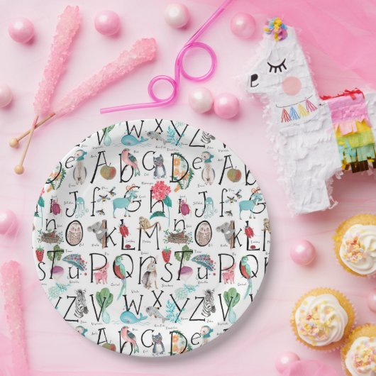 Baby Alphabet ABC Baby shower Invitation Papieren Bordje (Feest)