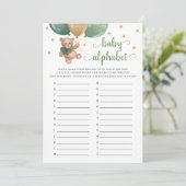 Baby Alphabet ABC Game Baby shower Teddy Bear Kaar Kaart (Staand voorkant)