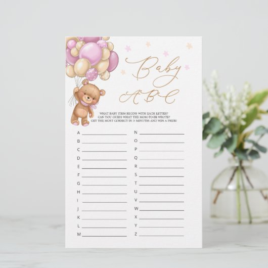 Baby Alphabet ABC Game Teddy Bear Baby shower (Staand voorkant)