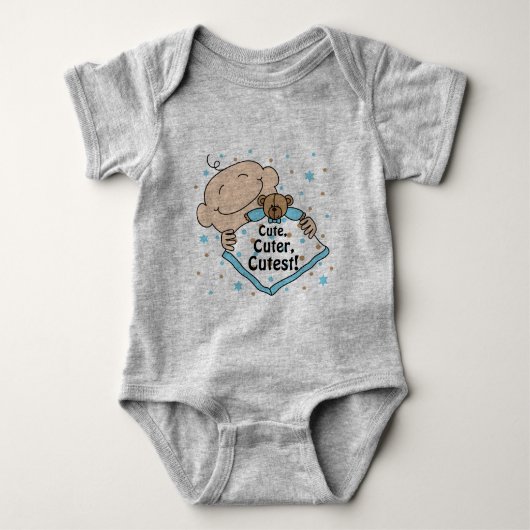 Baby American Apparel Bodysuit "Cute"/BLUE (Voorkant)