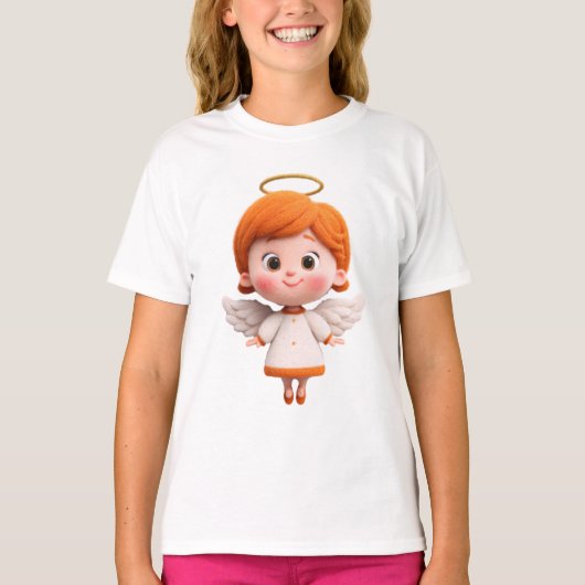 Baby Angel – Cute Cartoon Angel with Halo for Kids T-shirt (Voorkant)