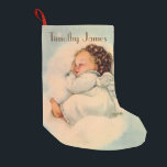 Baby Angel die in Clouds slaapt Kleine Kerstsok<br><div class="desc">Pas deze mooie voorraad aan van een baby-engel die in de wolken slaapt. Krediet: Prints beschikbaar op artprintsanddecor.com</div>