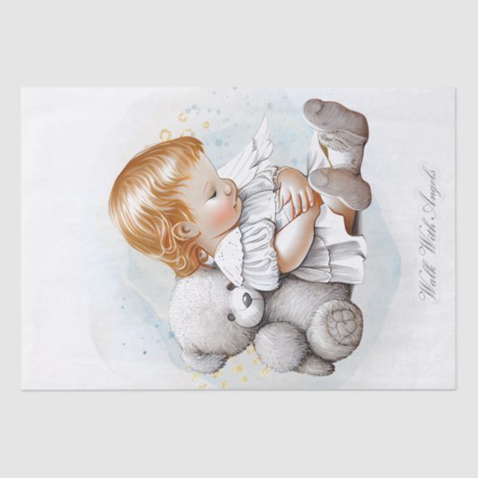 Baby Angel en Teddy Bear Waterverf Tissuepapier (Voorkant)