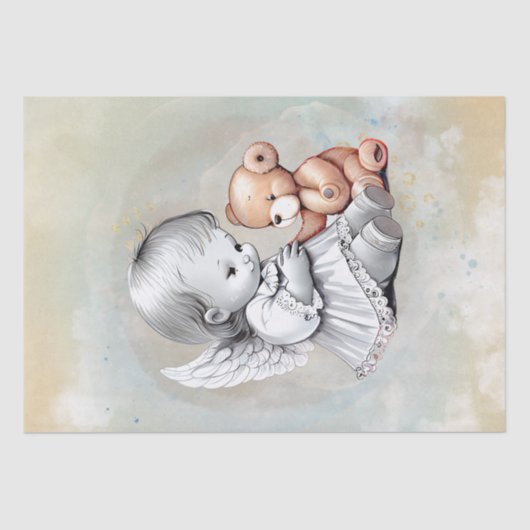 Baby Angel en Teddy Bear Waterverf Tissuepapier (Voorkant)