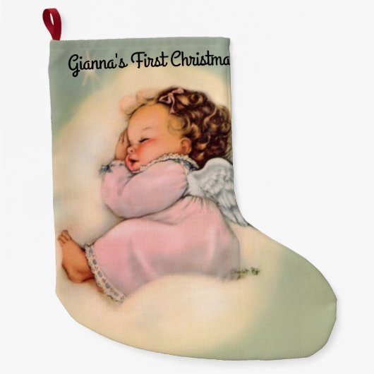  Baby Angel Girl Eerste Kerstmis Grote Kerstsok (Voorkant)