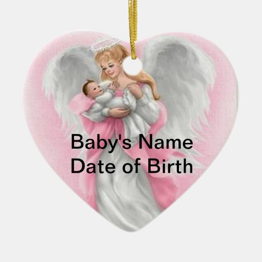 Baby Angel (Meisje) Heart Ornament (Voorkant)