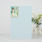Baby Angel met Blue Bell Briefpapier (Staand voorkant)