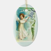 Baby Angel met Blue Bell Keramisch Ornament (Rechts)