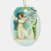 Baby Angel met Blue Bell Keramisch Ornament (Achterkant)