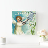 Baby Angel met Blue Bell Vierkante Klok (Huis)