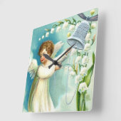 Baby Angel met Blue Bell Vierkante Klok (Hoek)