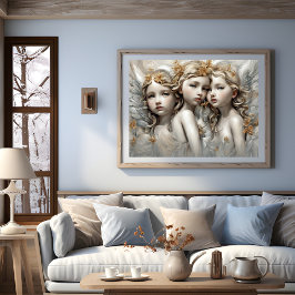 Baby Angel Sisters Modern Art Poster