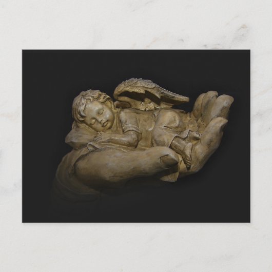 Baby Angel Wings slaapt in de hand Briefkaart (Voorkant)