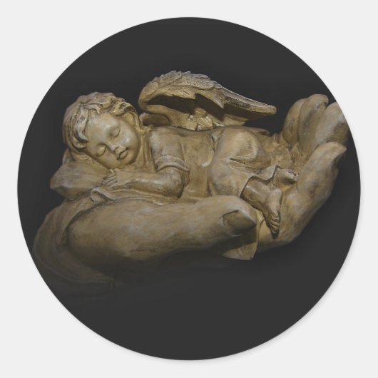 Baby Angel Wings slaapt in de hand Ronde Sticker (Voorkant)