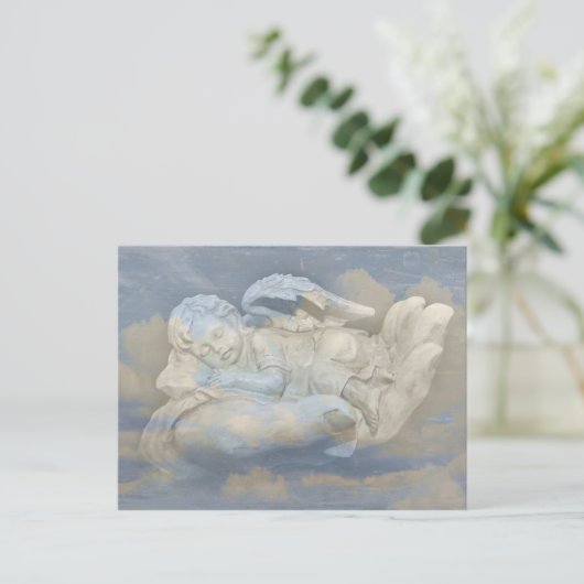 Baby Angel Wings slaapt in Gods hand Briefkaart (Staand voorkant)
