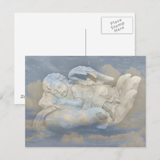 Baby Angel Wings slaapt in Gods hand Briefkaart (Voorkant / Achterkant)
