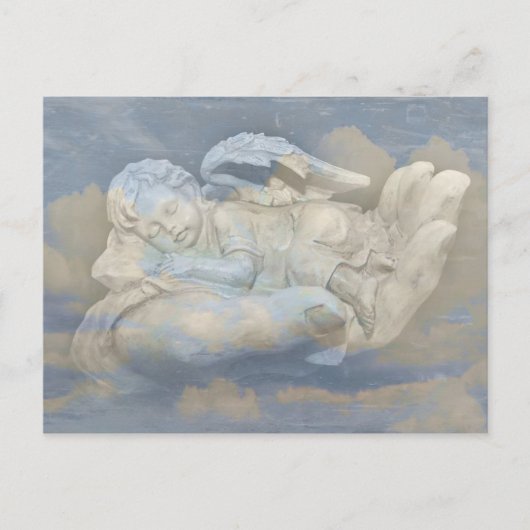 Baby Angel Wings slaapt in Gods hand Briefkaart (Voorkant)