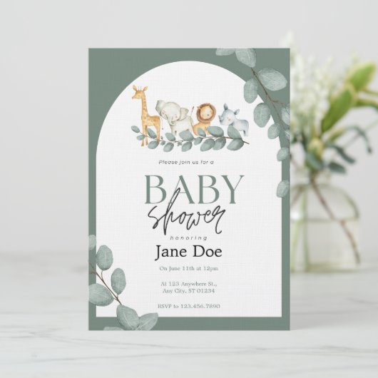 Baby Animal Baby Shower Invitation Kaart (Staand voorkant)