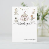 Baby Animal Circus Baby shower Dank u kaart (Staand voorkant)